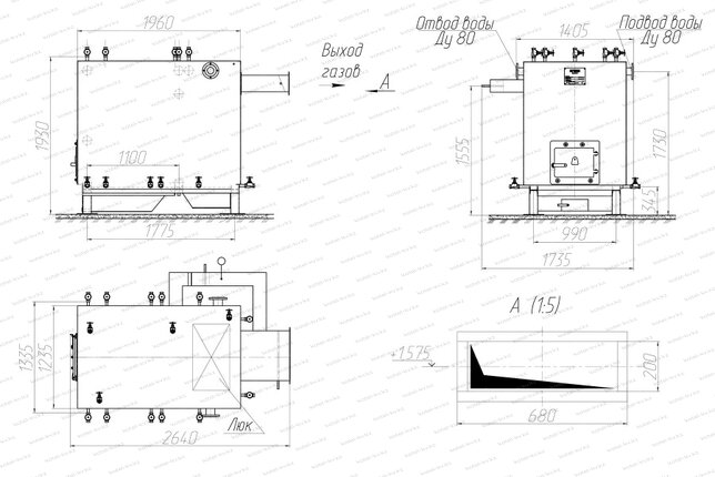 Котел 500 кВт без дымососа чертеж